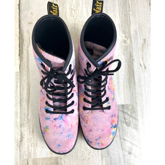 Dr. Martens Women’s 9 Pink Purple 1460 Pascal Confetti Suede Lace-Up Combat Boot - Picture 6 of 10